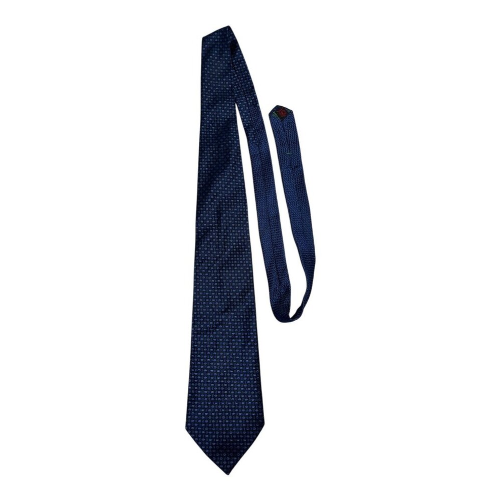 Tommy Hilfiger Blue Geometric Silk Tie Made in USA Classic Designer Necktie